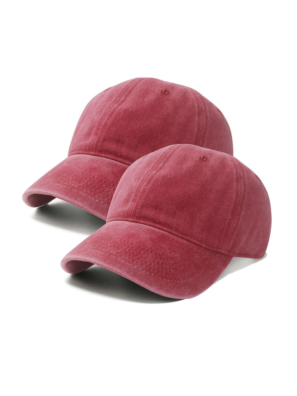 2 Packs Vintage Washed Distressed Baseball Cap Dad Hat for Men | Red | Size OS